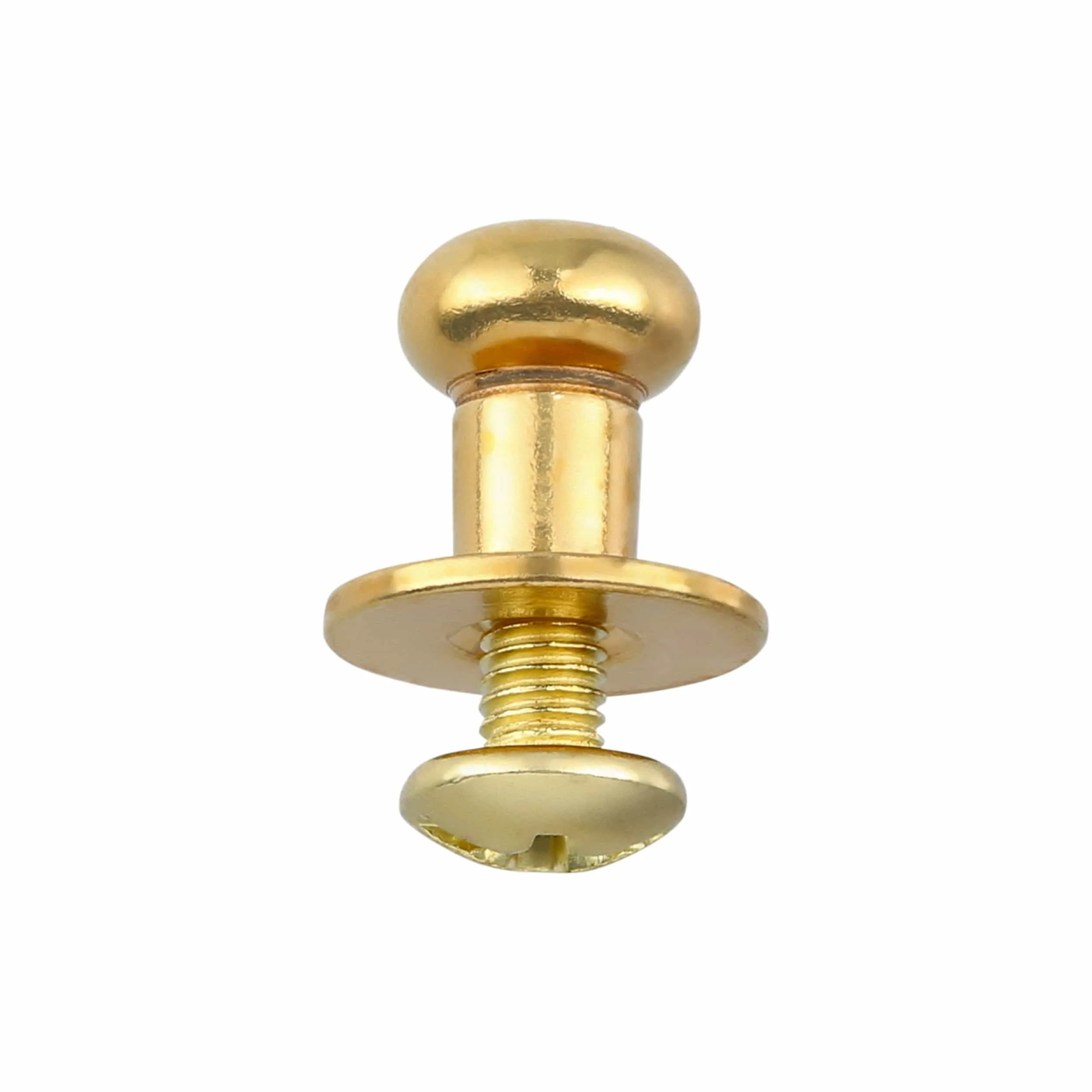 10mm, Shiny Brass, Flat Top Collar Button Stud with Screw, Solid Brass - PK10, #P-1700-SB