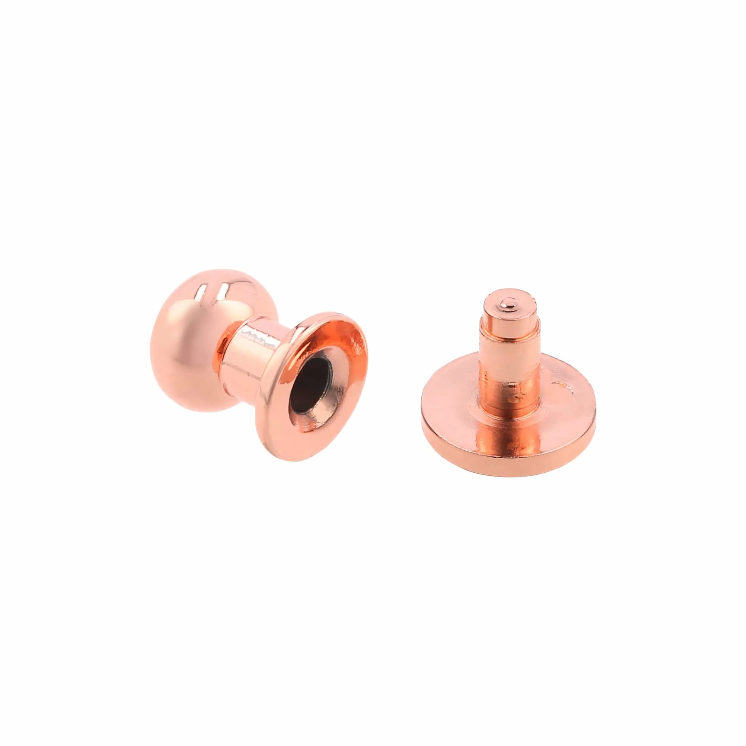 10mm, Shiny Copper, Press Stud Collar Button, Solid Brass - PK5, #P-2122-CPR