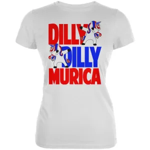 4th of July Dilly Dilly Murica Dabbing Unicorn Juniors Soft T Shirt