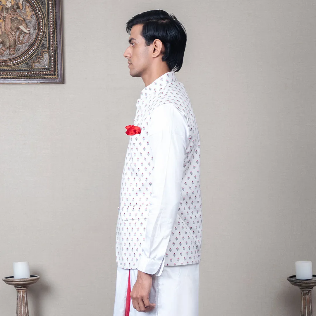 Aarav Floral Motif Printed Nehru Jacket