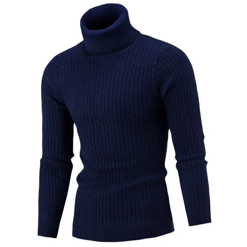 Autumn Winter Men's Turtleneck Sweater Men's Knitting Pullovers Rollneck Knitted Sweater Warm Men Jumper Slim Fit Casual Sweater