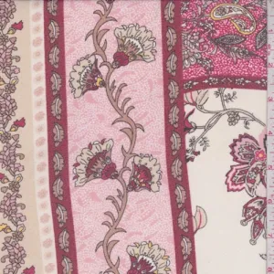 Berry/Pink/Cream Fan Flower Georgette Fabric