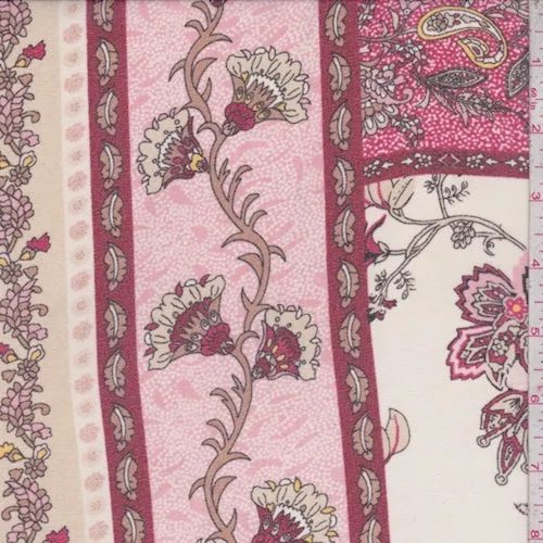 Berry/Pink/Cream Fan Flower Georgette Fabric