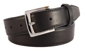 Black Smooth Leather Belt, Signature Buckle (Shiny Silver)