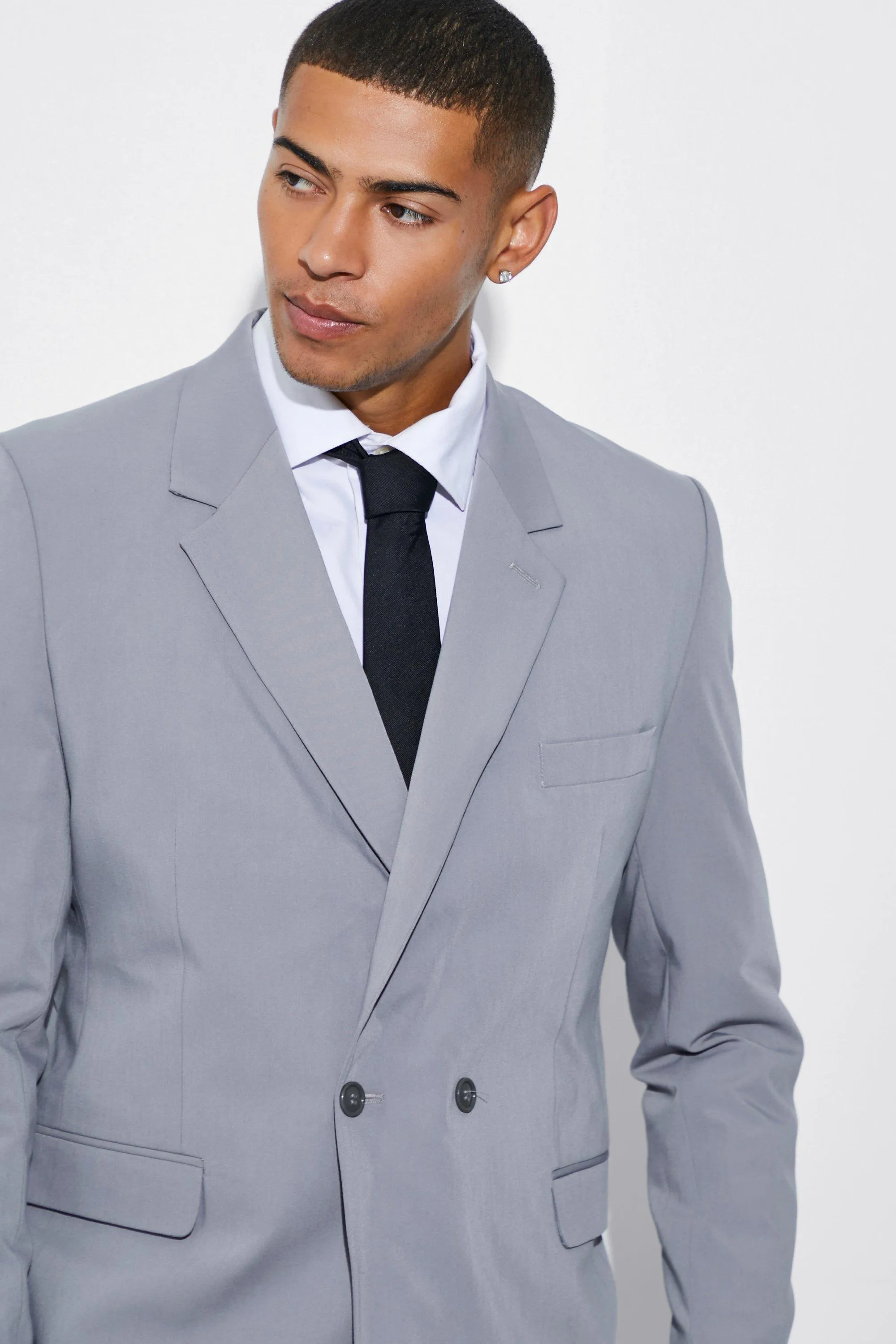 Boohoo Oversized Double Breasted Suit Jacket, Gray