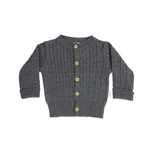 Cable Knit Cardigan Charcoal