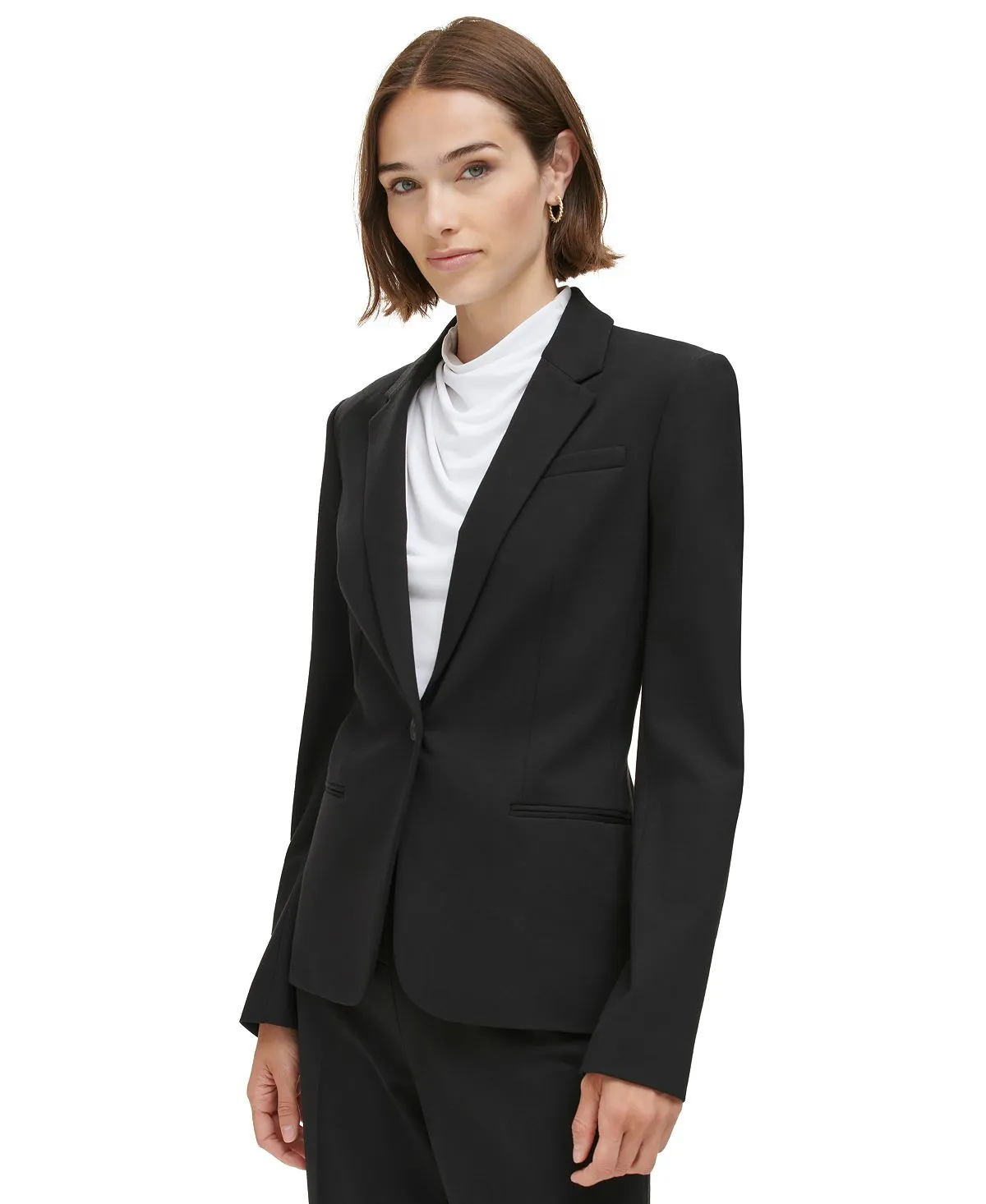 Calvin Klein women's one-button jacket, black