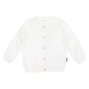 Cardigan with Engraved Korango Buttons White