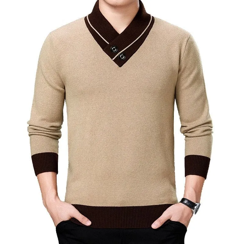 Casual Turtleneck Double Collar Slim Fit Men Sweater