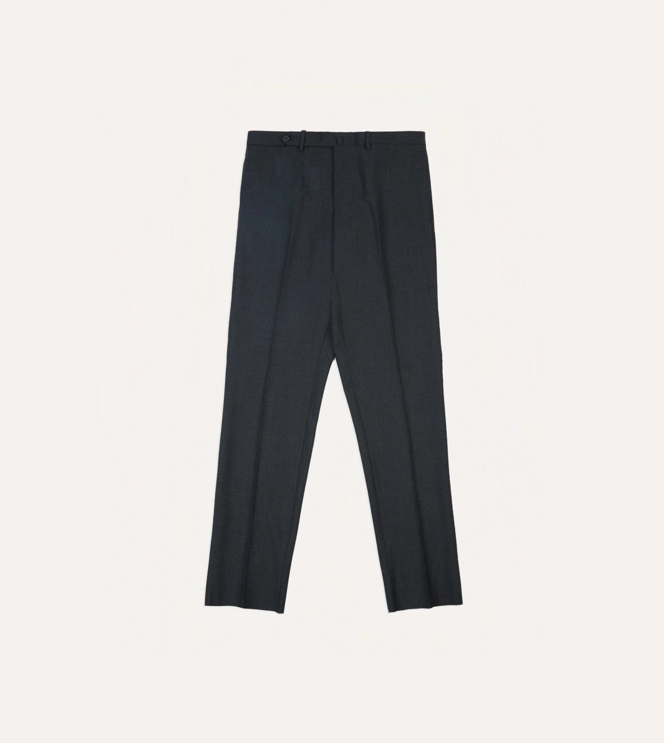 Charcoal Tropical Wool Flat Front Trouser