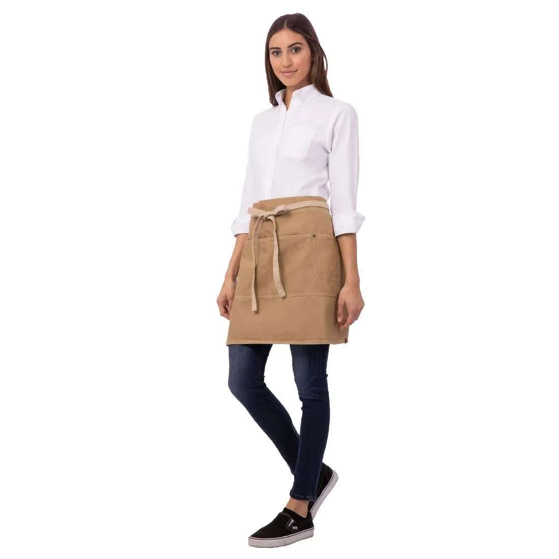 Chef Works Urban Austin Denim Half Bistro Apron Natural - BB019