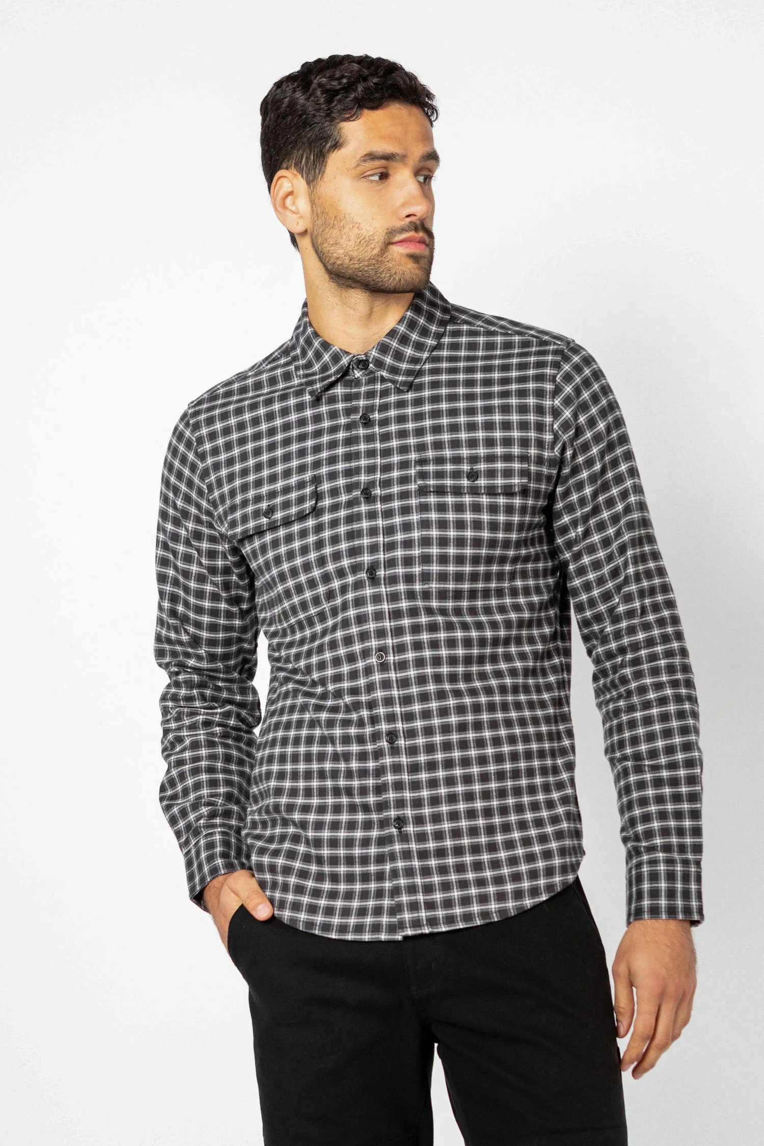 Cole Slim Shirt / Soft Black Check