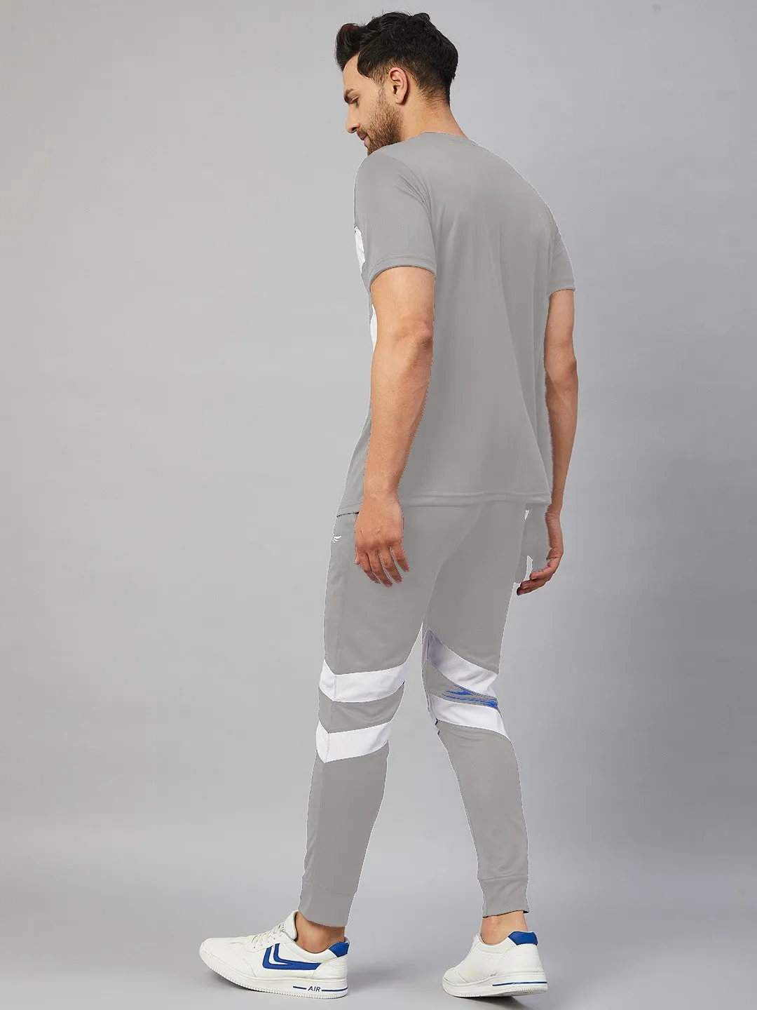 Colorblock Men Co-ords Track Suit V-Striped (Grey)