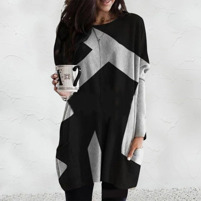 Contrast Geometric Pattern Sweater