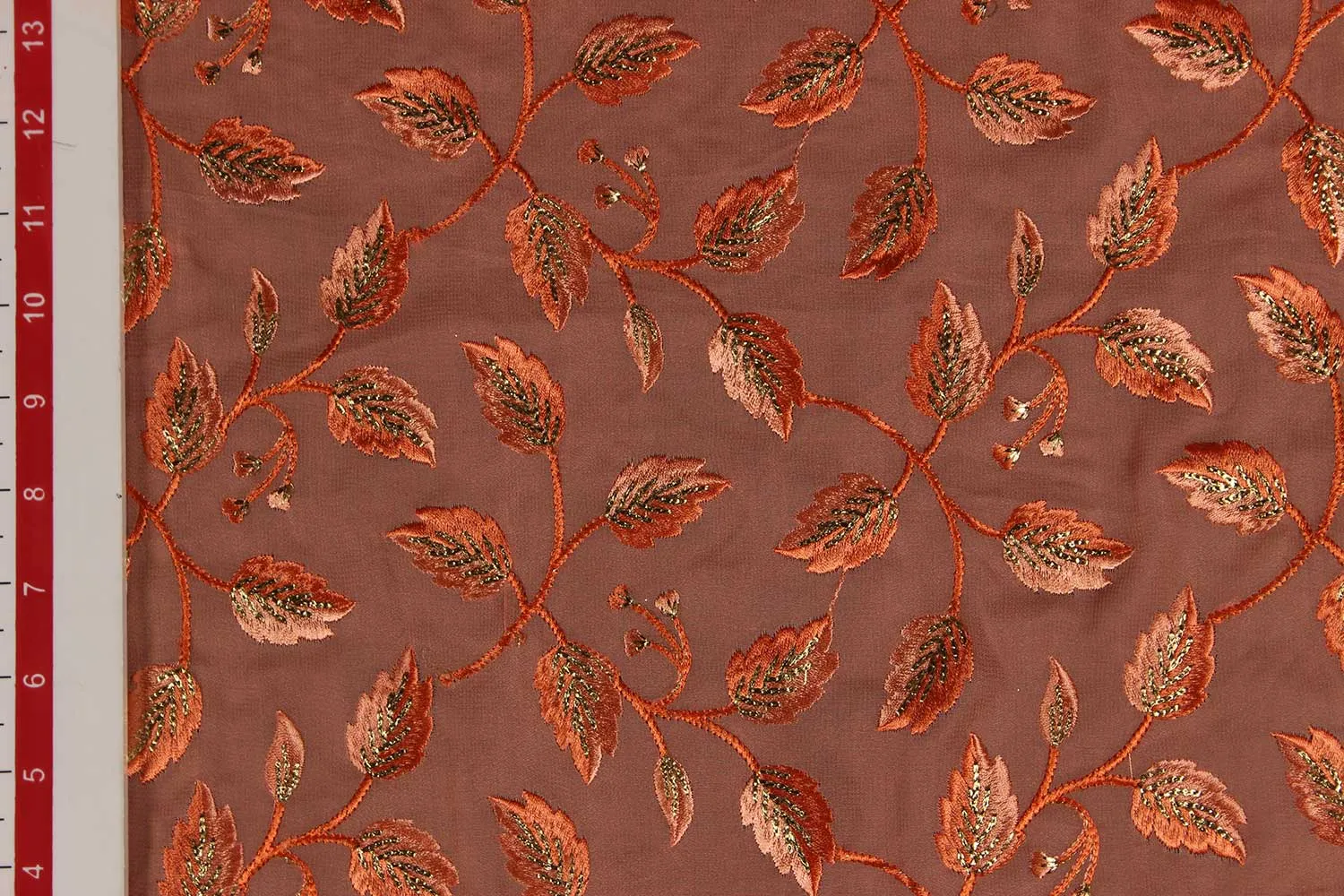 Coral, Bronze Georgette Fabric