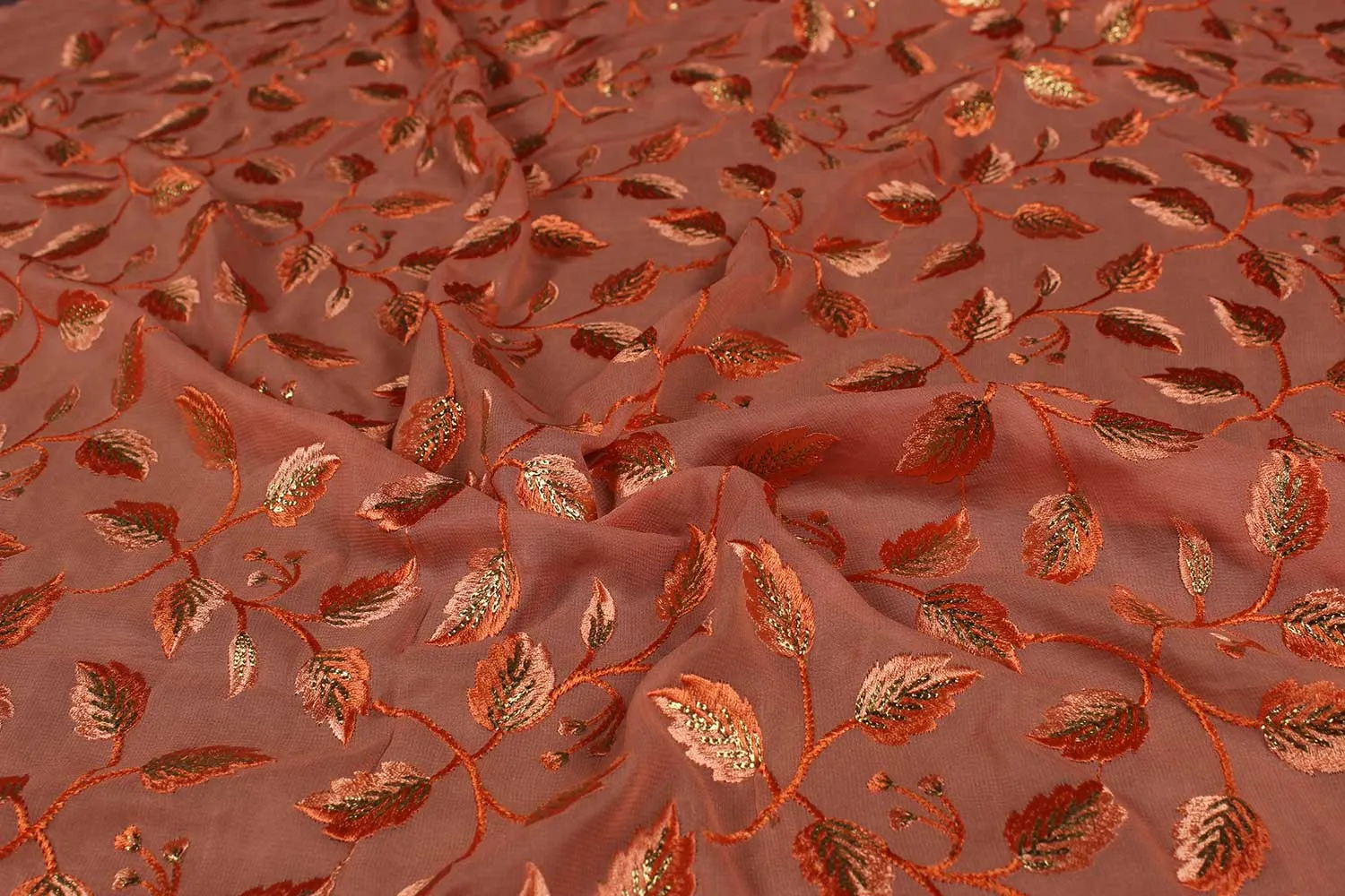 Coral, Bronze Georgette Fabric