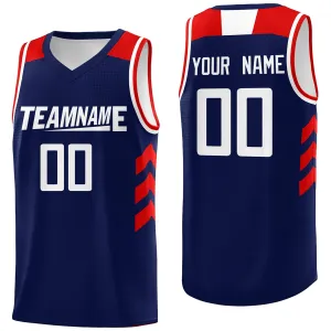 Custom  Navy White-Red Classic Tops Mesh Sport Basketball Jersey