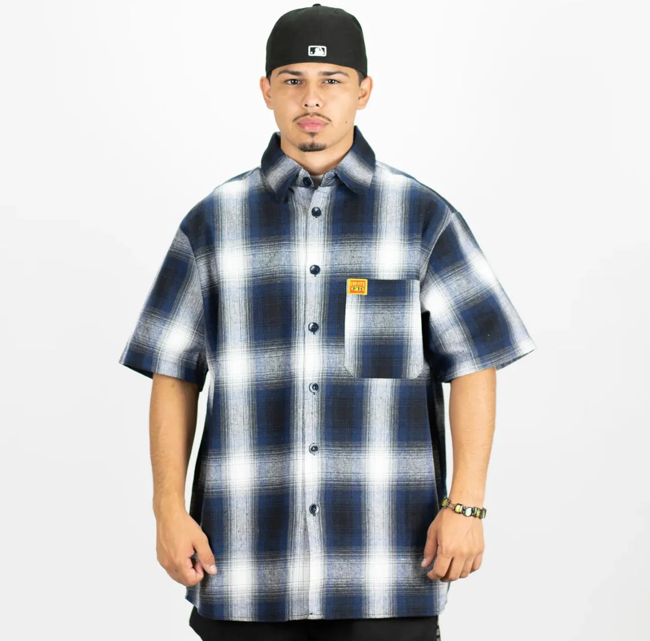 FB County Short Sleeve Checker Button Up Flannel