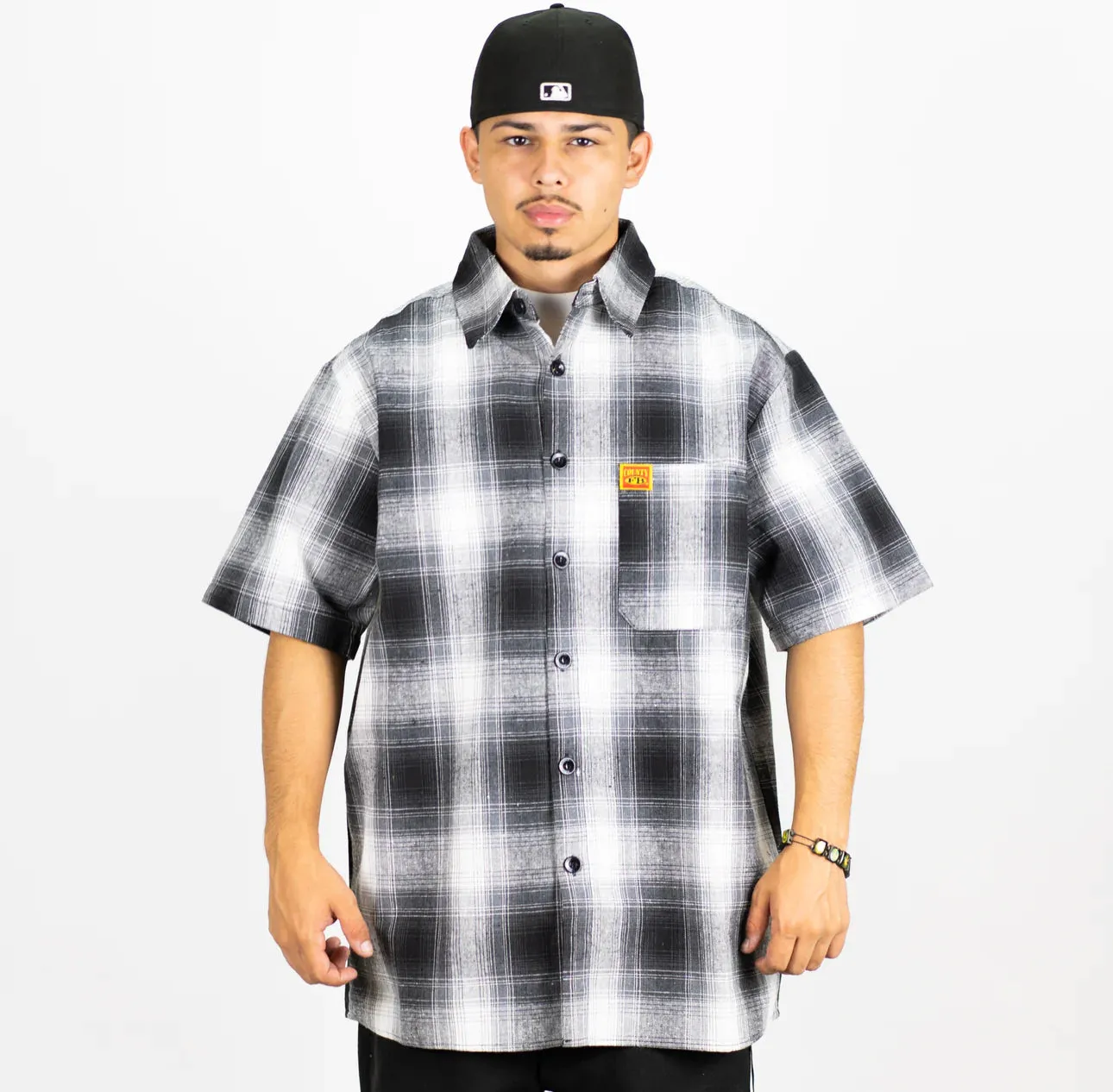 FB County Short Sleeve Checker Button Up Flannel