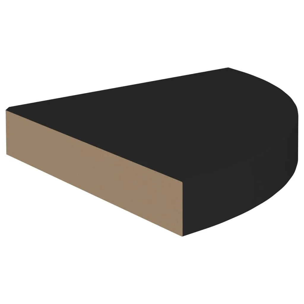 Floating Corner Shelf Black 25x25x3.8 cm MDF