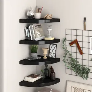 Floating Corner Shelves 4 pcs Black 35x35x3.8 cm MDF