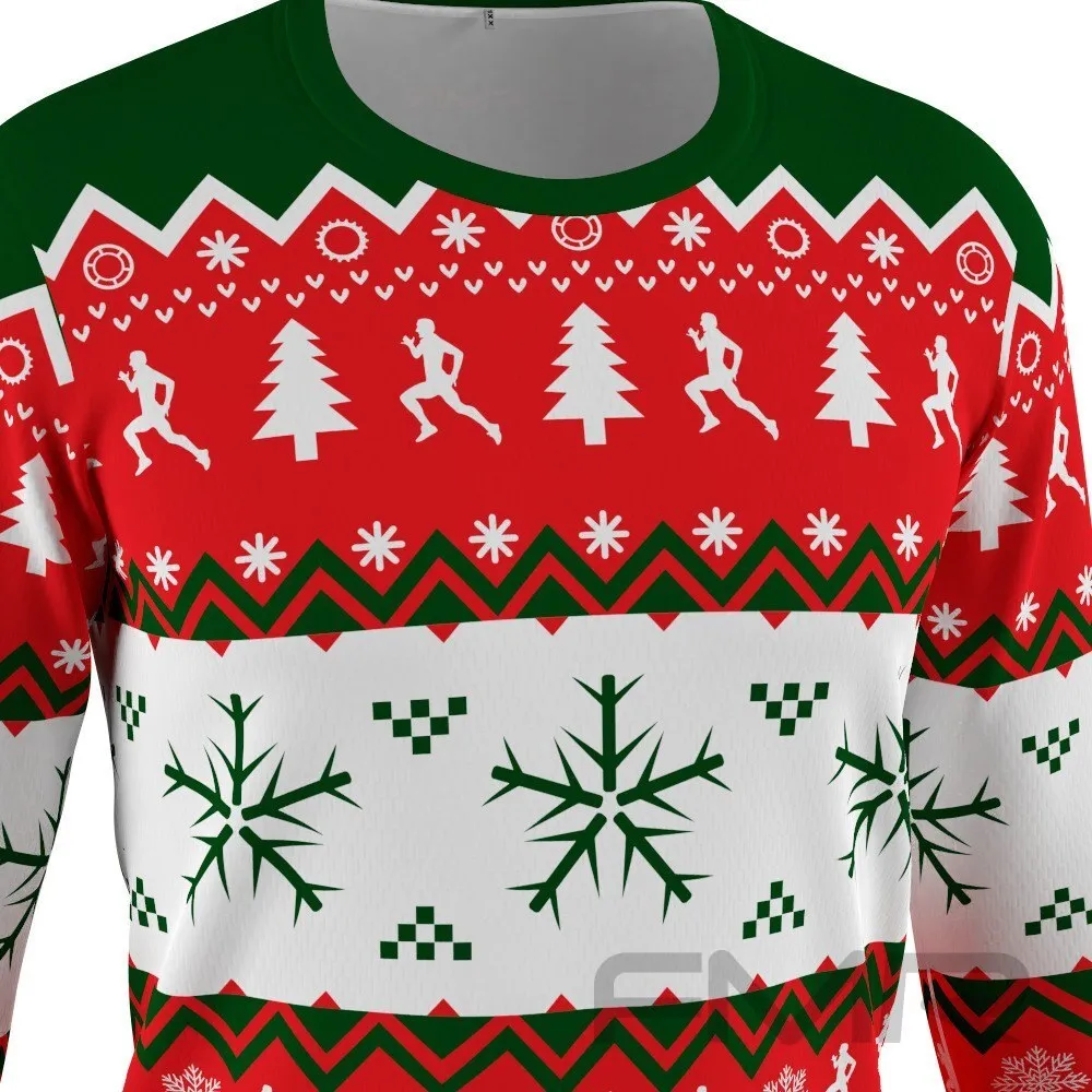 FMR Men's Ugly Christmas Sweater Long Sleeve Running Shirt