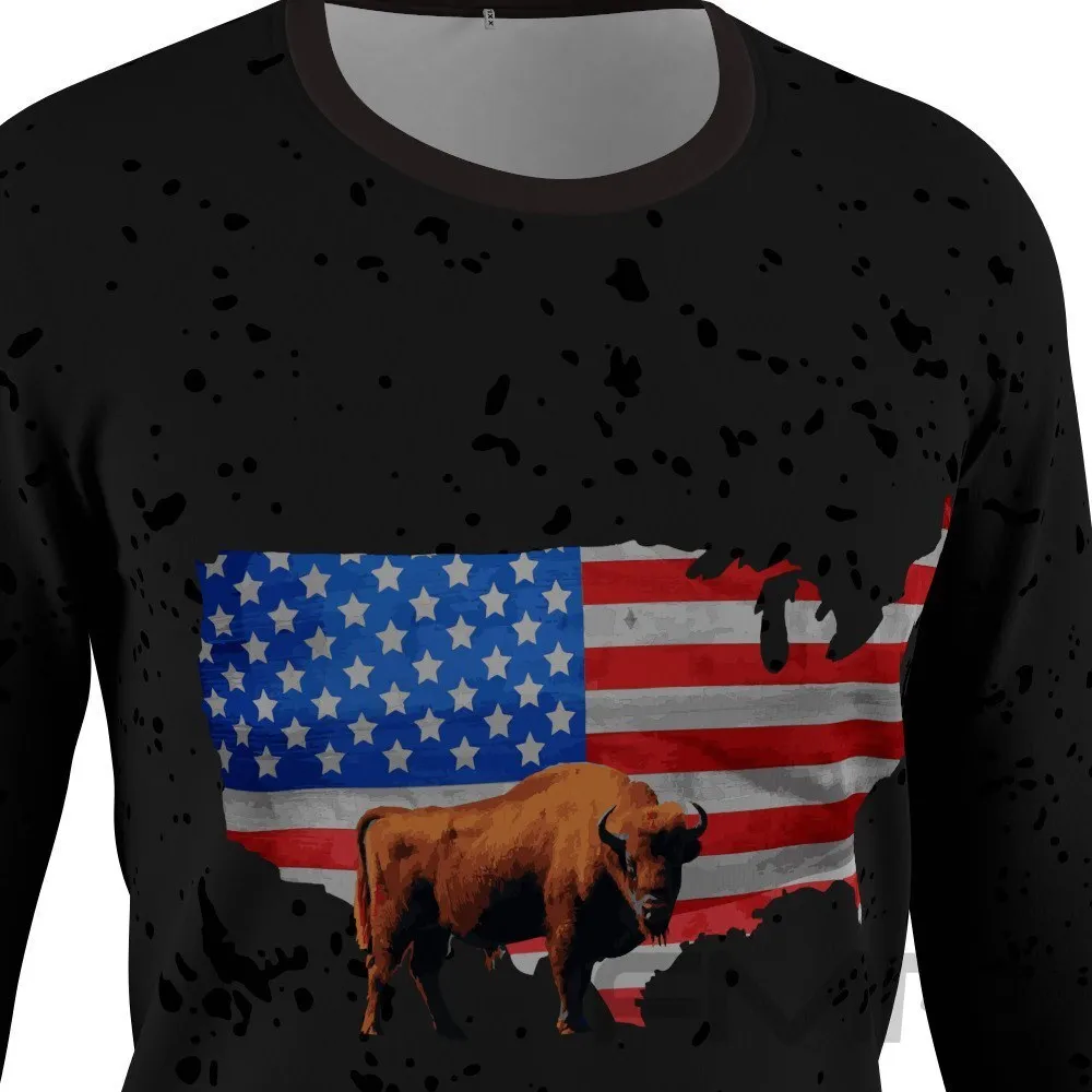 FMR USA Flag Men's Technical Long Sleeve Running Shirt