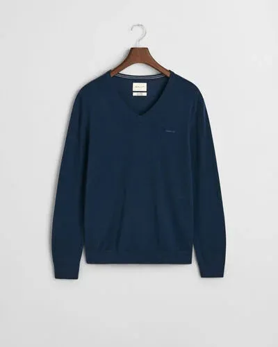 GANT - Extrafine Merino Wool V-Neck, Navy