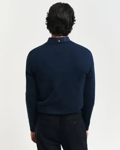 GANT - Extrafine Merino Wool V-Neck, Navy