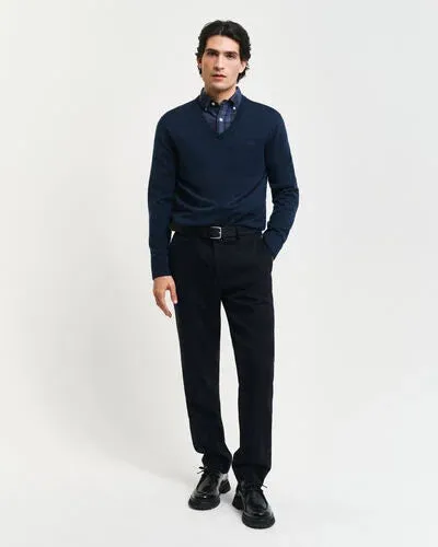 GANT - Extrafine Merino Wool V-Neck, Navy