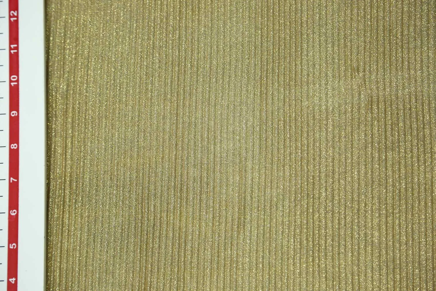 Gold Tan Pleated Foil Knit Fabric