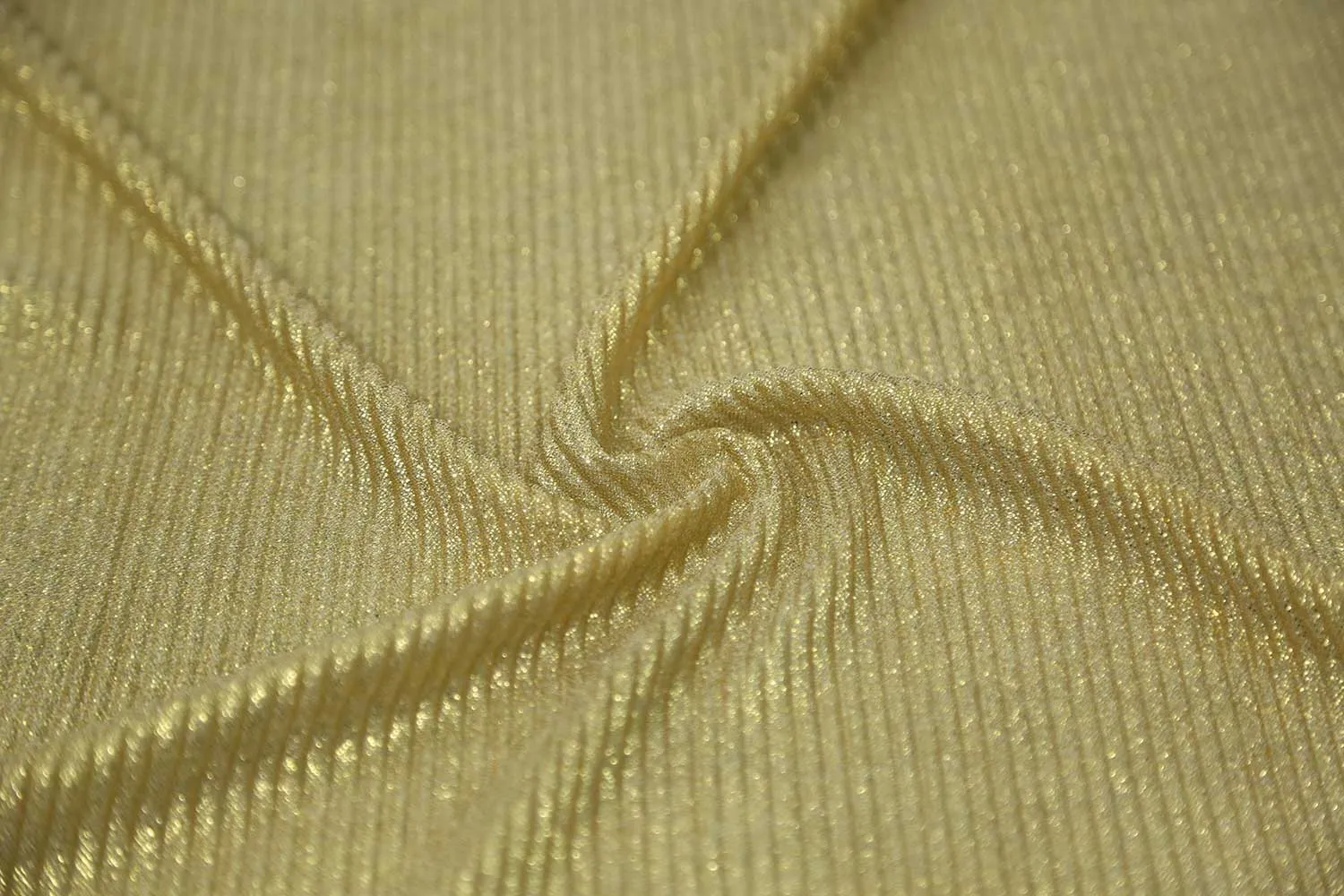 Gold Tan Pleated Foil Knit Fabric