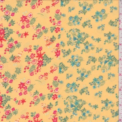 Golden Yellow Multi Mini Floral Crepe Fabric