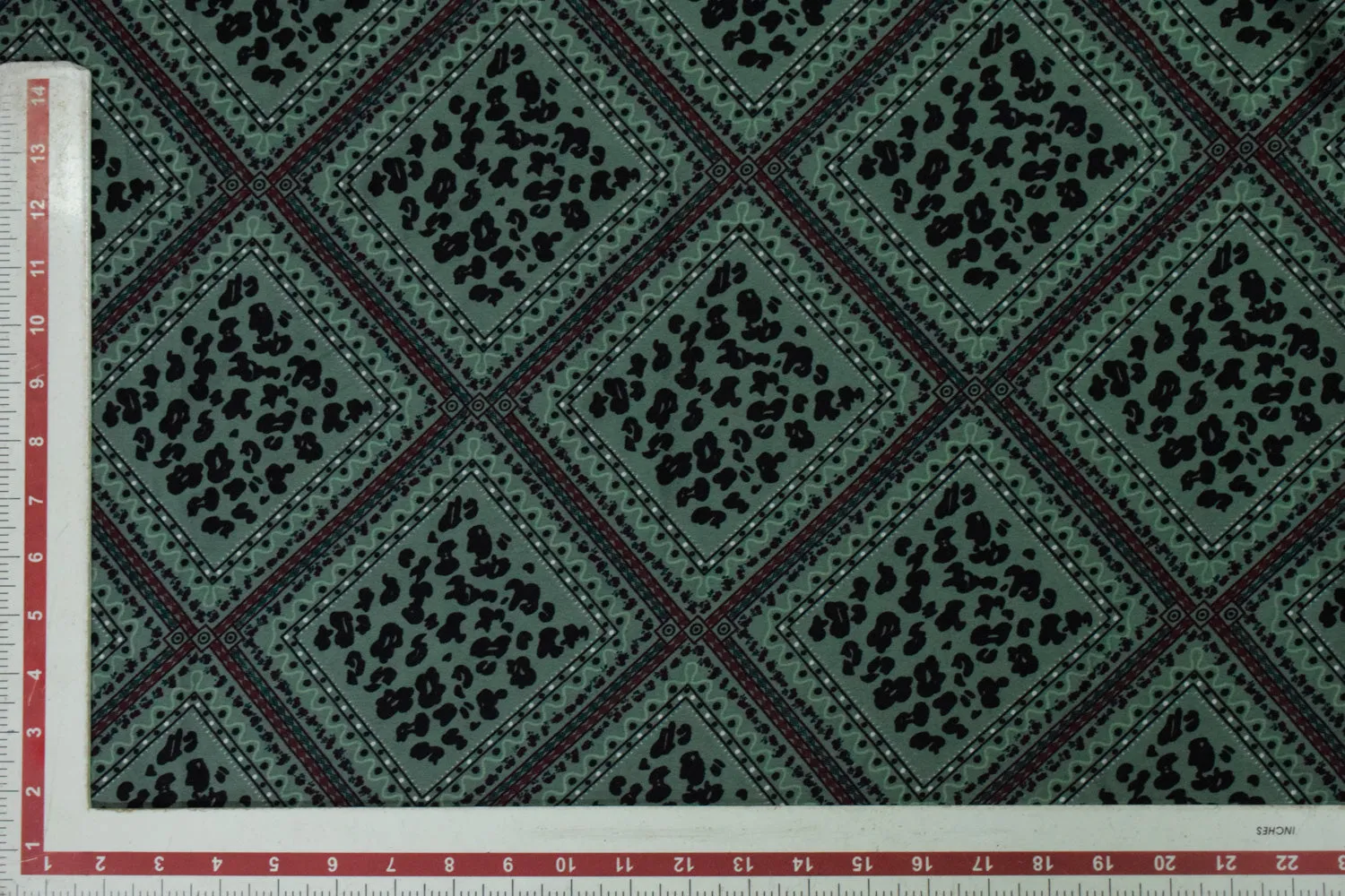 Green Printed Crepe Fabric