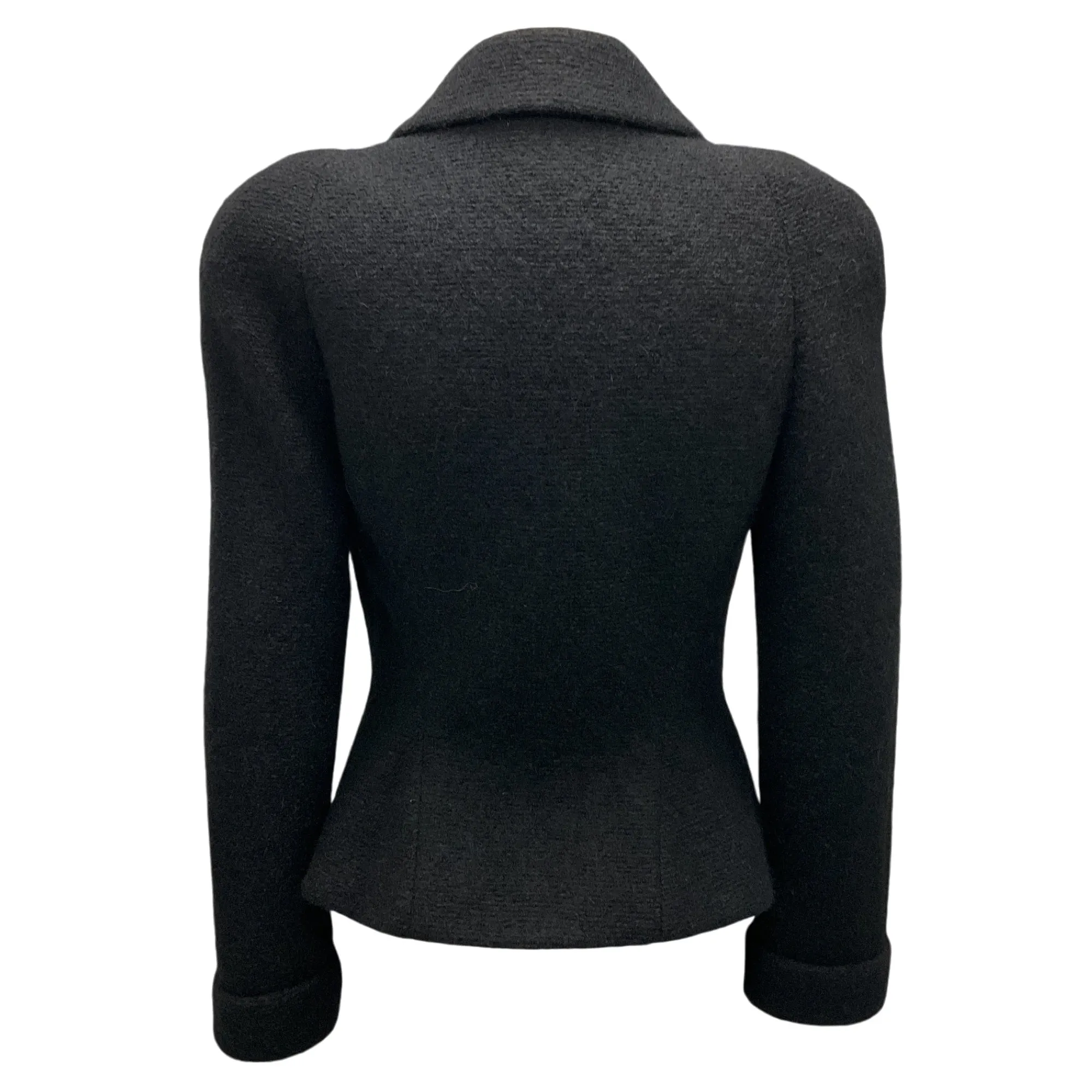 Herve Leger Black Puff Sleeve Alpaca Jacket