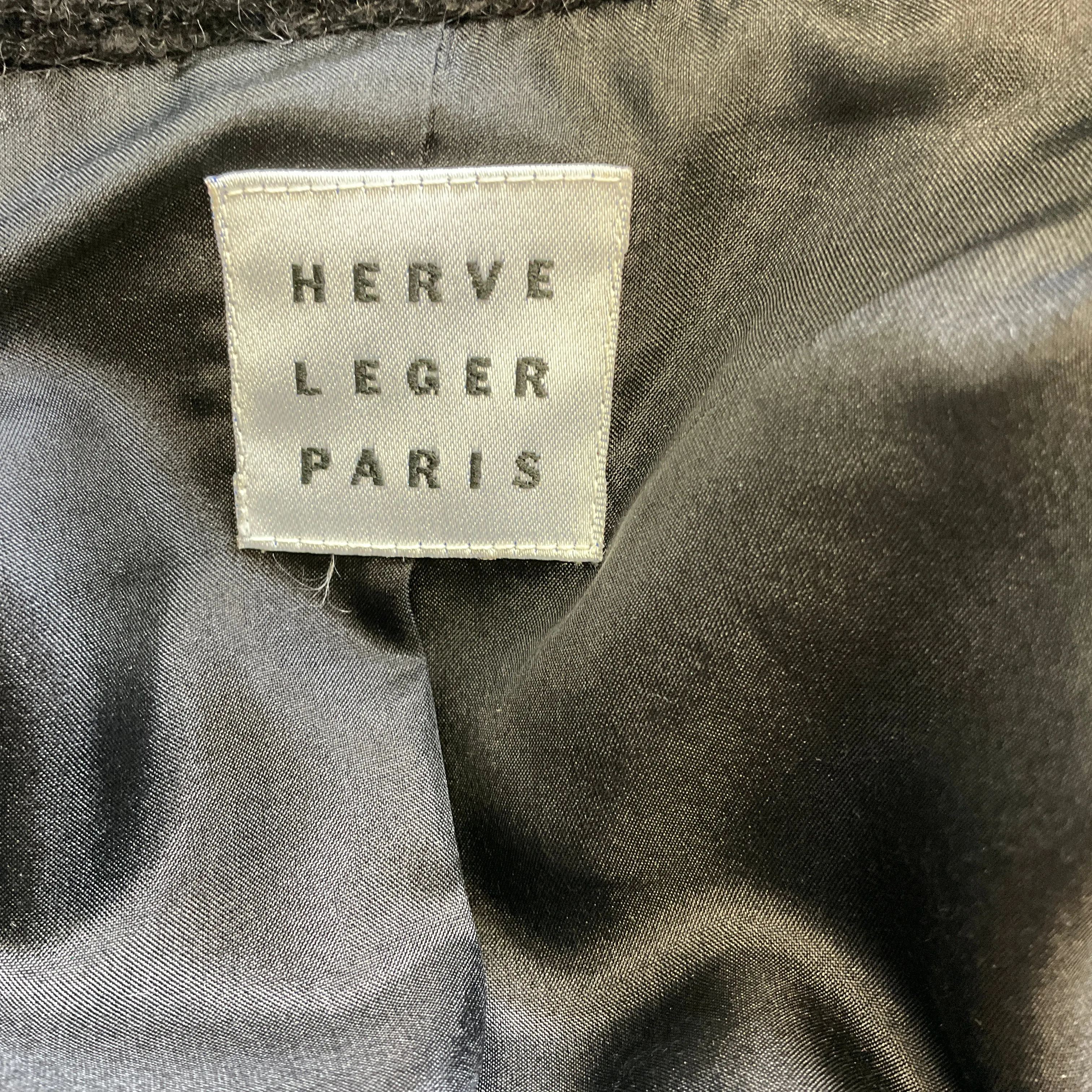 Herve Leger Black Puff Sleeve Alpaca Jacket