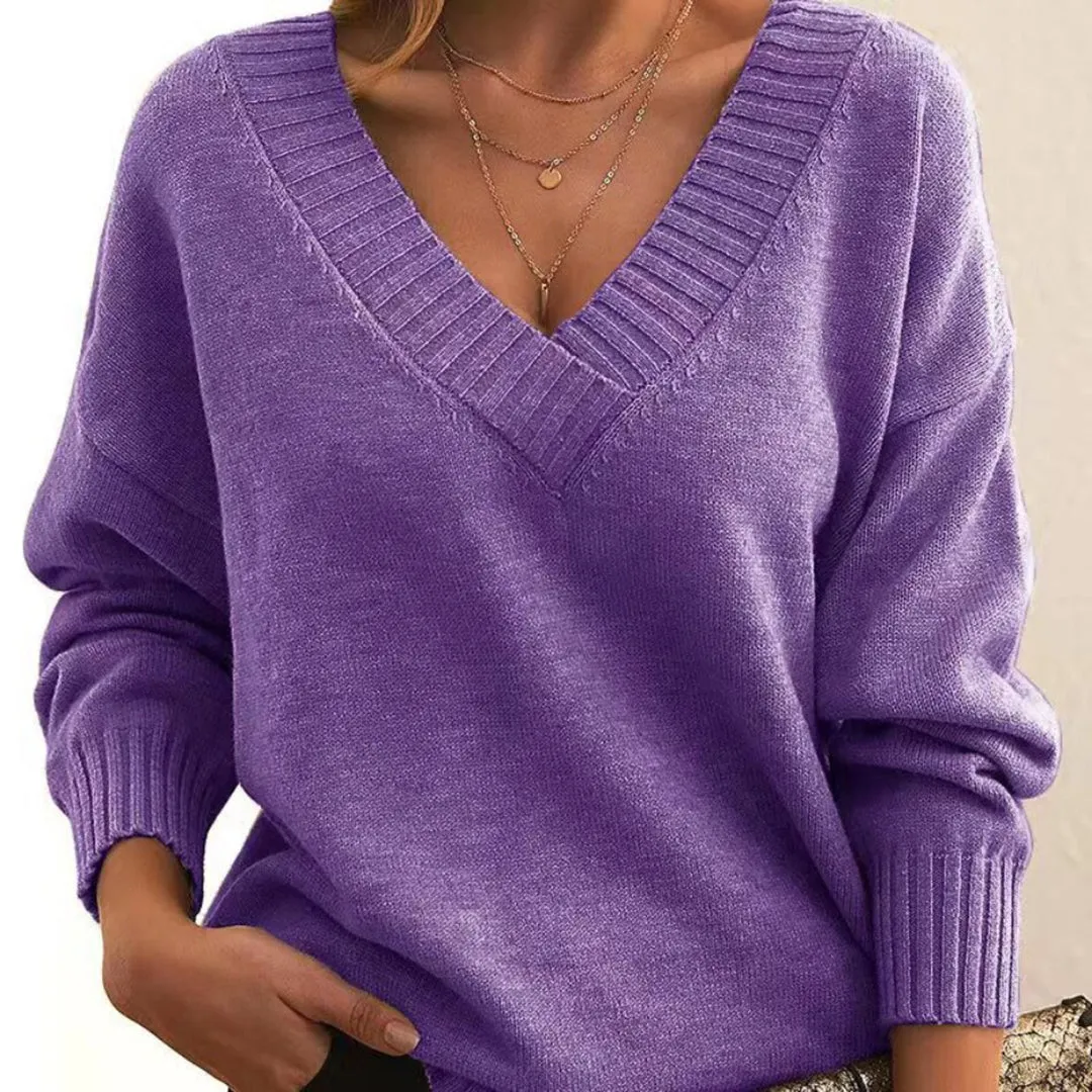 Ivyshape | Casual Sweater With V Neck