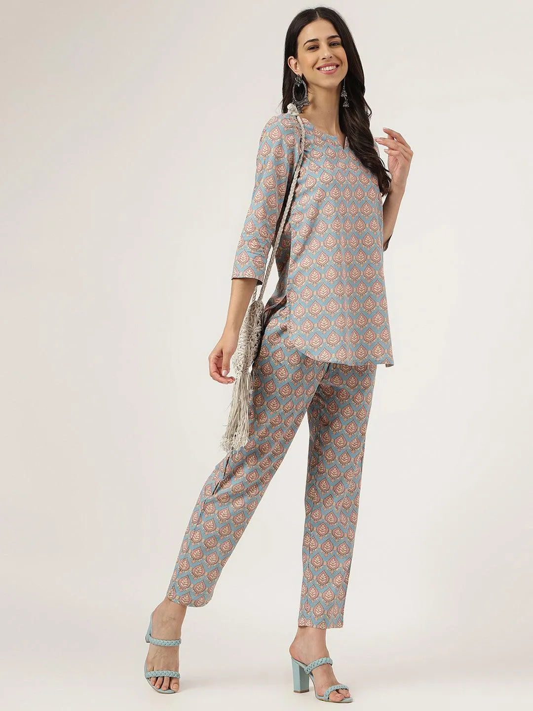 Jashvi sky blue Printed Loungewear/Nightwear