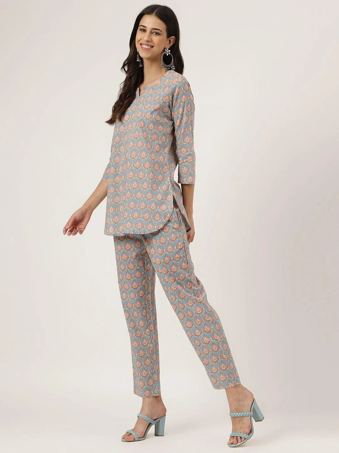 Jashvi sky blue Printed Loungewear/Nightwear