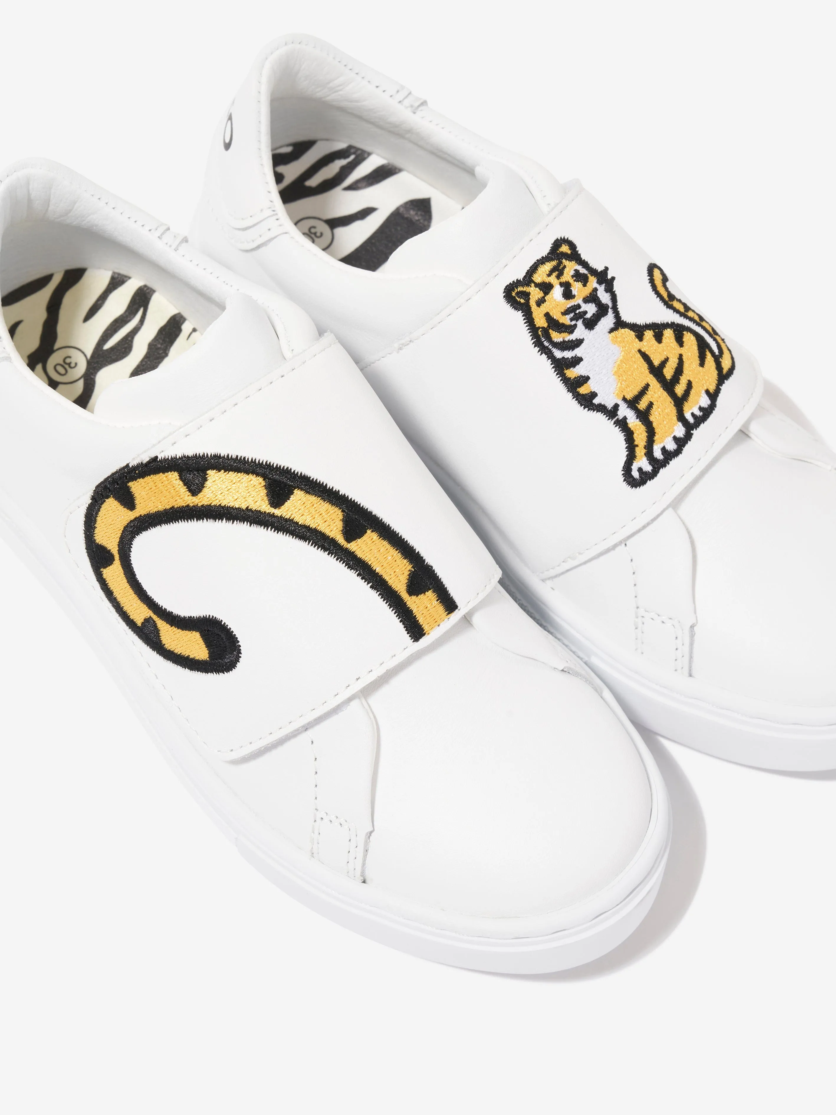 KENZO Kids Leather Kotora Trainers in White