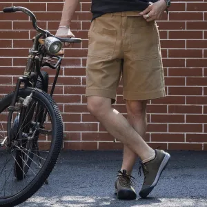 Khaki Vintage Workwear Twill Cargo Shorts for Men