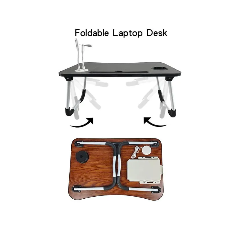 Laptop Bed Table Lap Standing Desk for Sofa Breakfast, Laptop Desk Folding Coffee Tray Notebook Stand Reading Holder for Couch Floor Kids(60 x 40 cm) (Black)