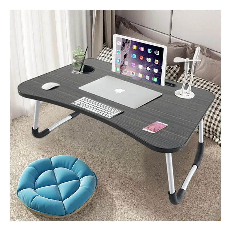 Laptop Bed Table Lap Standing Desk for Sofa Breakfast, Laptop Desk Folding Coffee Tray Notebook Stand Reading Holder for Couch Floor Kids(60 x 40 cm) (Black)