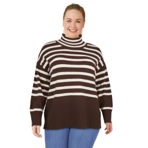 lily morgan Women's Plus Striped Turtleneck