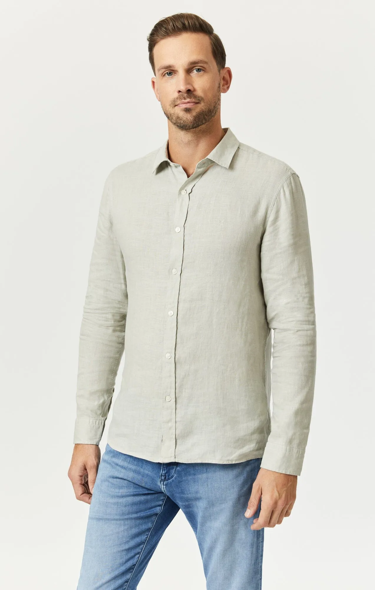 LINEN BUTTON-UP SHIRT IN MOONSTRUCK