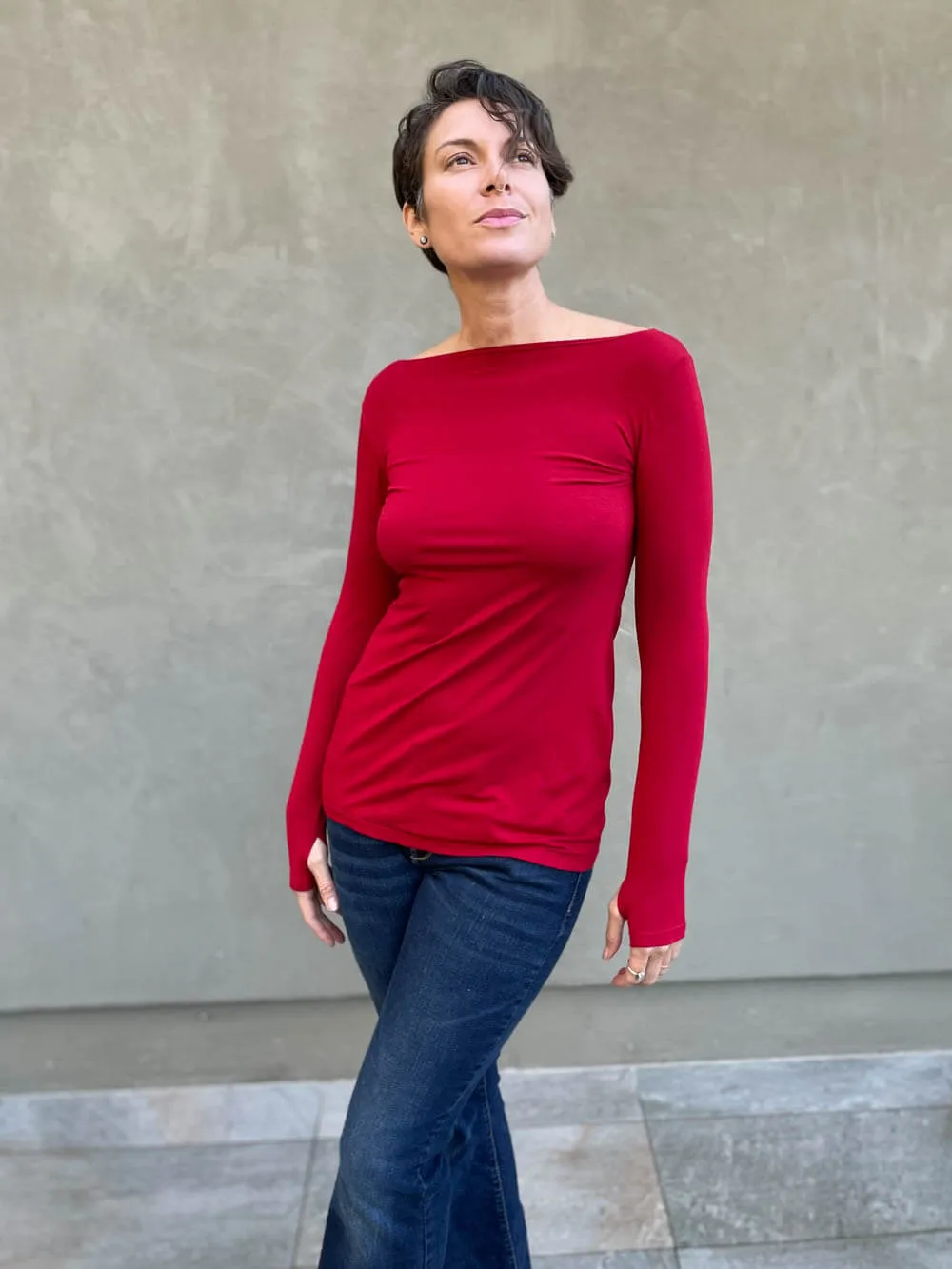 Long Sleeve Boatneck Top Sale