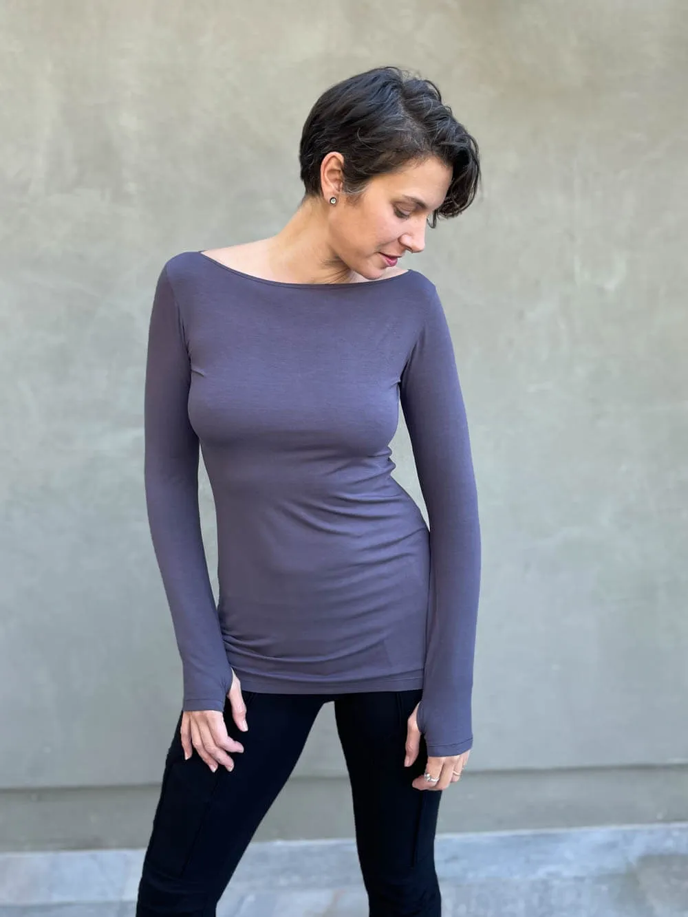 Long Sleeve Boatneck Top