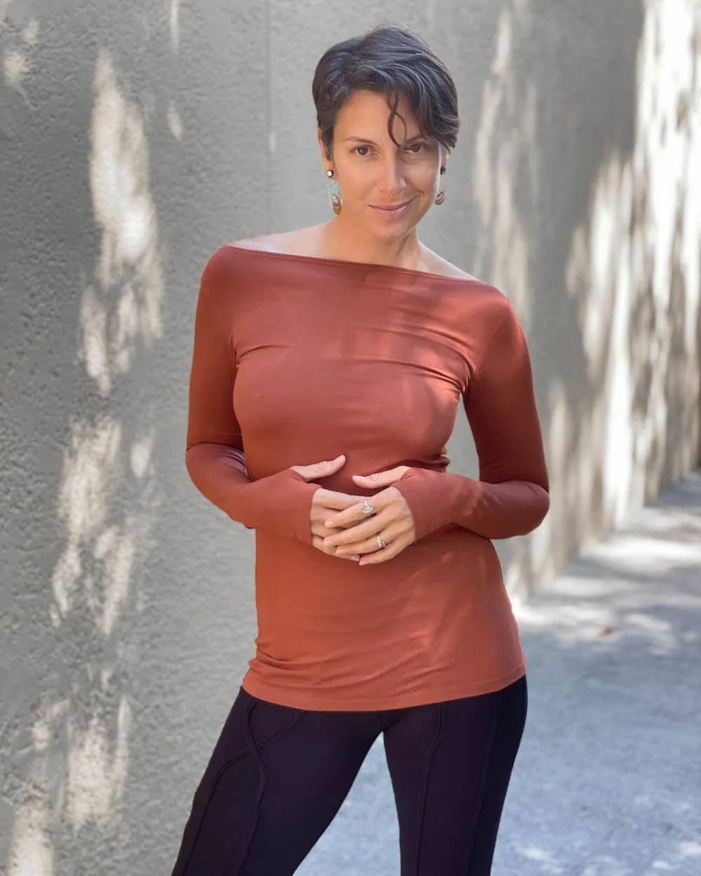 Long Sleeve Boatneck Top