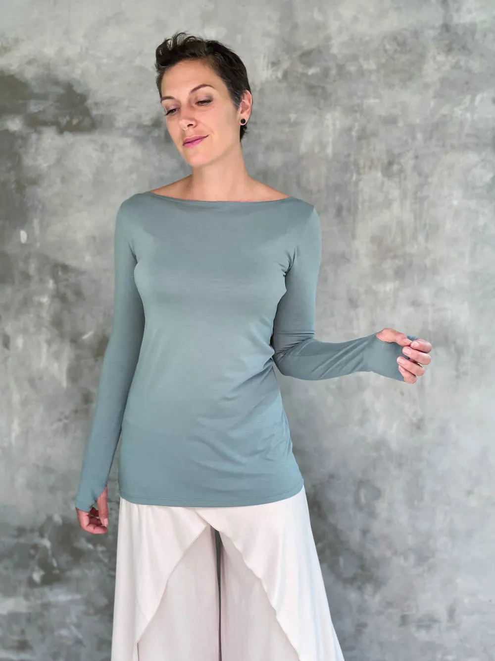 Long Sleeve Boatneck Top