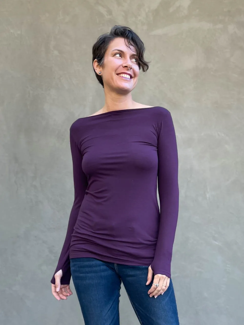 Long Sleeve Boatneck Top